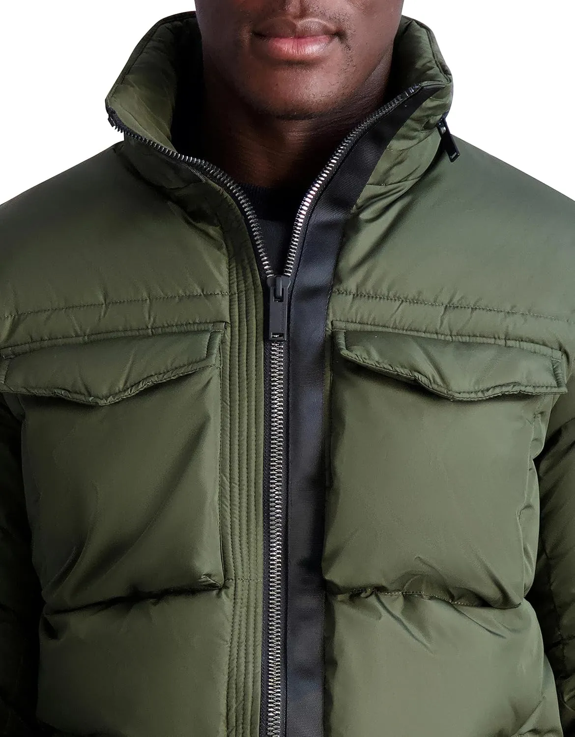 KARL LAGERFELD Men's Quilted Zip Out Hood Puffer Jacket