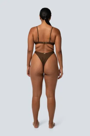 LAHANA EMILIA HIGH CUT BIKINI BOTTOM - RIBBED BROWN