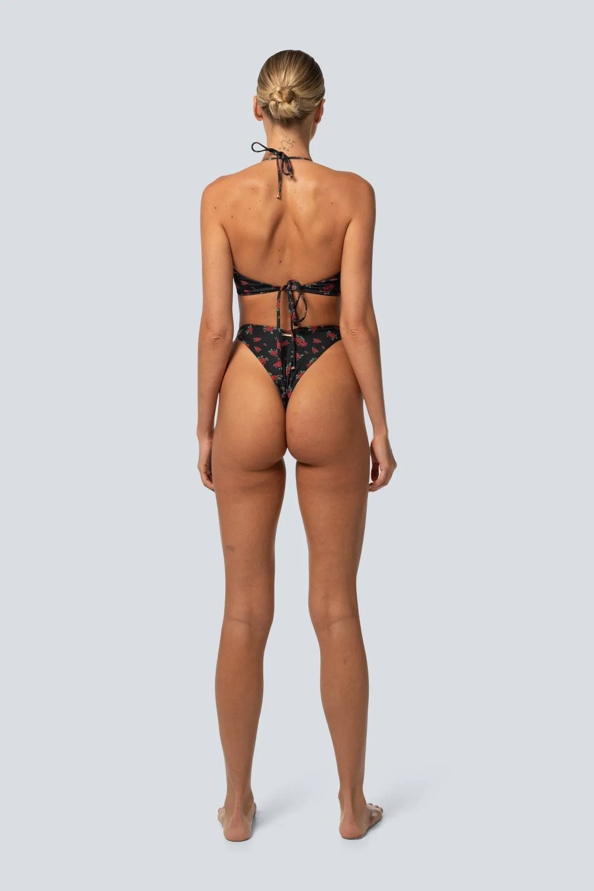 LAHANA FOX V SHAPE CHEEKY BIKINI BOTTOMS - BLACK ROSE