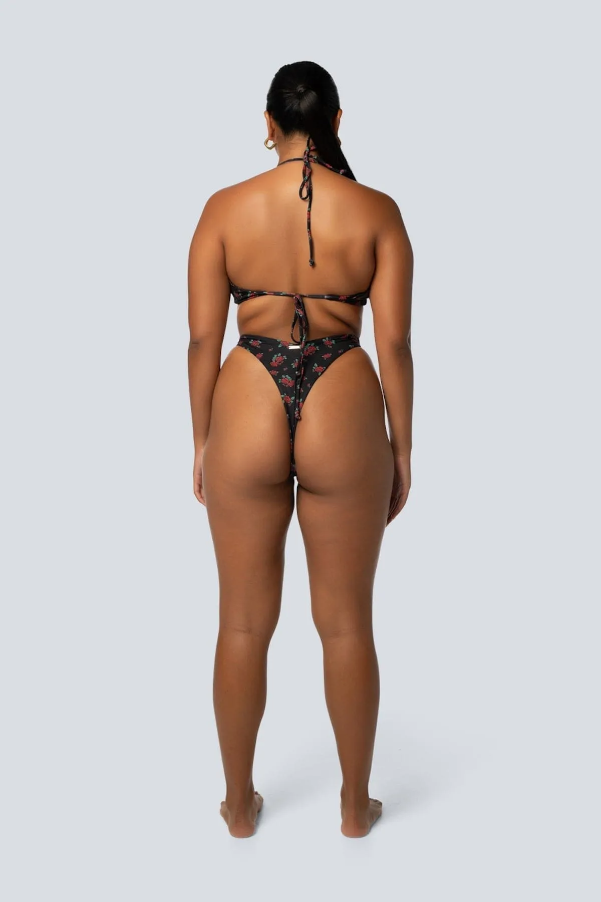 LAHANA FOX V SHAPE CHEEKY BIKINI BOTTOMS - BLACK ROSE