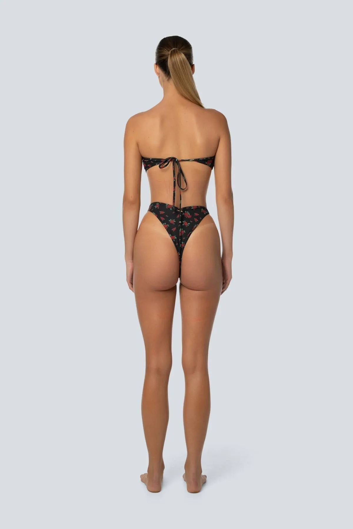 LAHANA FOX V SHAPE CHEEKY BIKINI BOTTOMS - BLACK ROSE