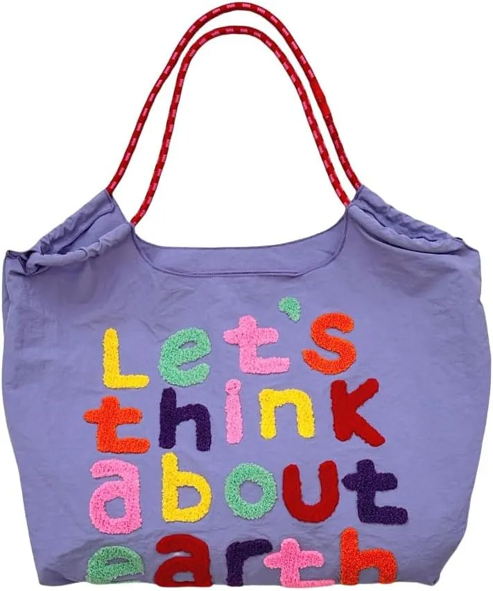 Large Capacity Letter Embroidery Tote Bag Stylish and Versatile Shoulder Bag for Everyday Use Unique Design