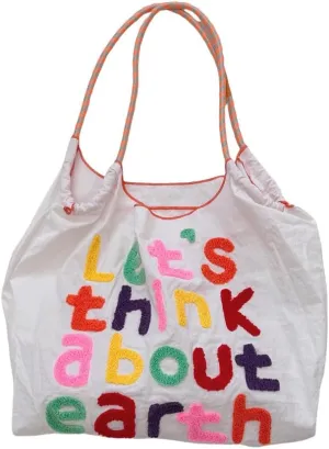 Large Capacity Letter Embroidery Tote Bag Stylish and Versatile Shoulder Bag for Everyday Use Unique Design