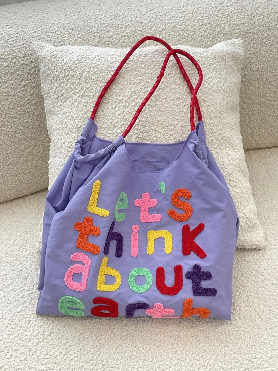 Large Capacity Letter Embroidery Tote Bag Stylish and Versatile Shoulder Bag for Everyday Use Unique Design