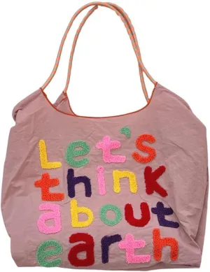 Large Capacity Letter Embroidery Tote Bag Stylish and Versatile Shoulder Bag for Everyday Use Unique Design