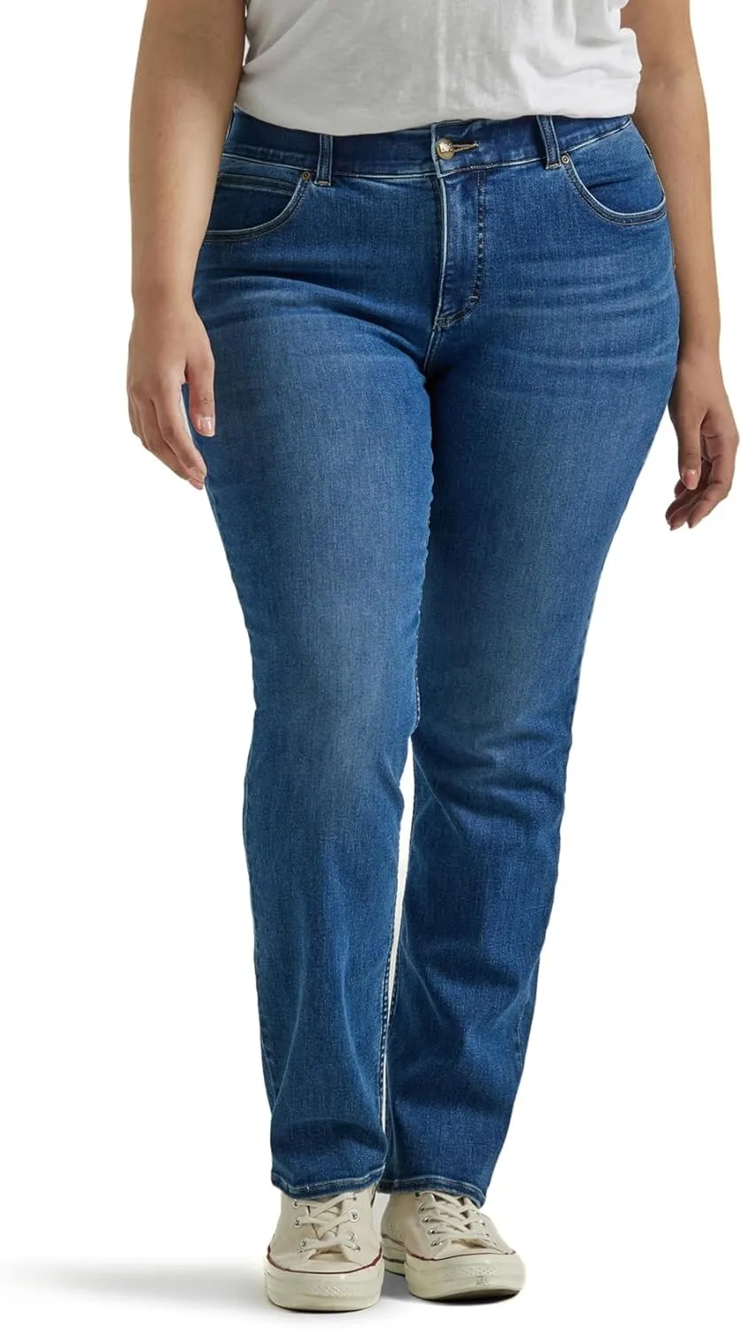 Lee womens Plus Size Ultra Lux Comfort With Flex Motion Straight Leg Jean
