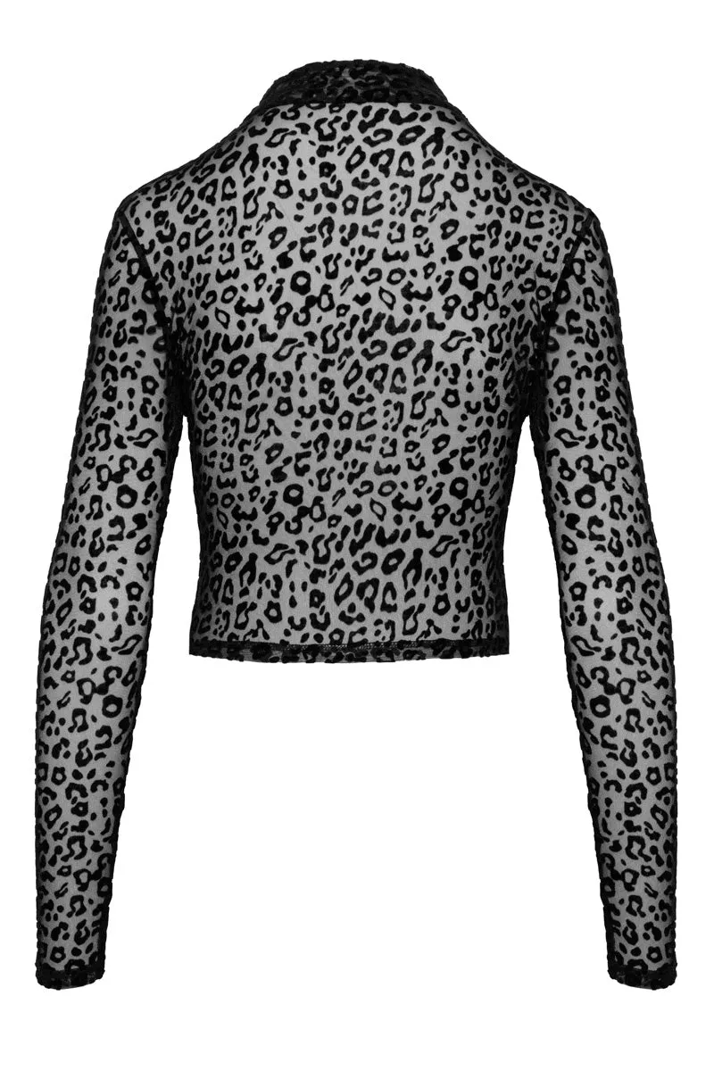 Leopard Mesh Longsleeve Top