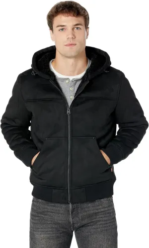 Levi's Men's Faux Shearling Hoody Bomber Jacket