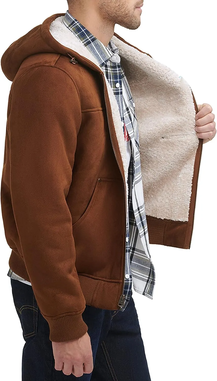 Levi's Men's Faux Shearling Hoody Bomber Jacket