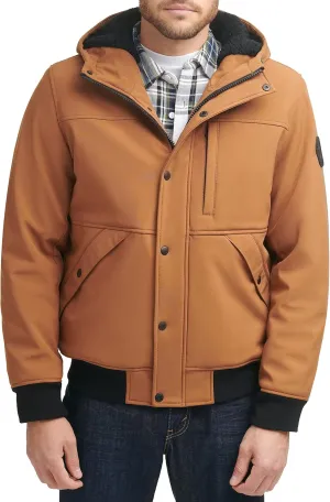 Levi's Men's Soft Shell Sherpa Lined Hooded Bomber Jacket