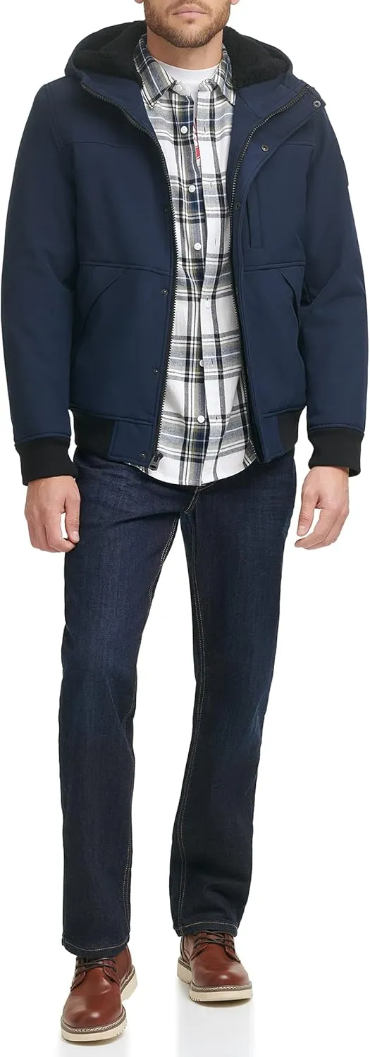 Levi's Men's Soft Shell Sherpa Lined Hooded Bomber Jacket