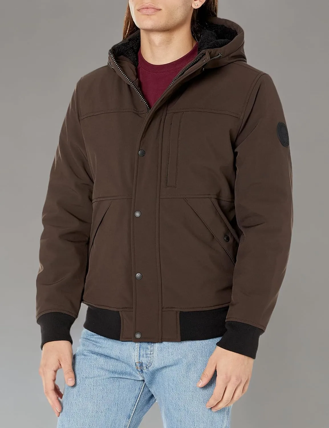 Levi's Men's Soft Shell Sherpa Lined Hooded Bomber Jacket