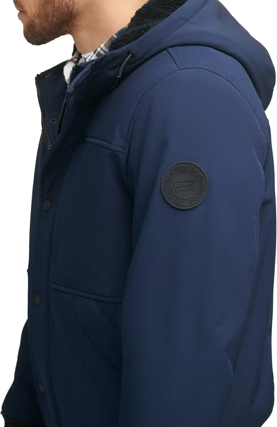 Levi's Men's Soft Shell Sherpa Lined Hooded Bomber Jacket