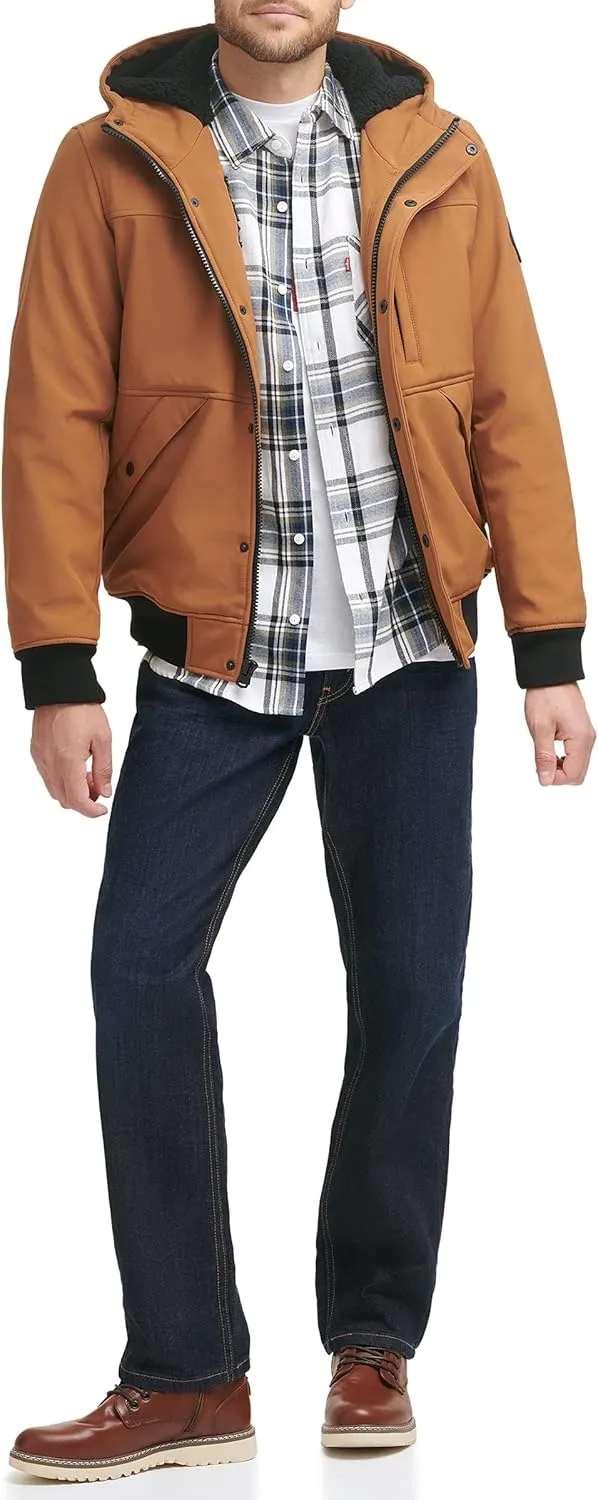 Levi's Men's Soft Shell Sherpa Lined Hooded Bomber Jacket