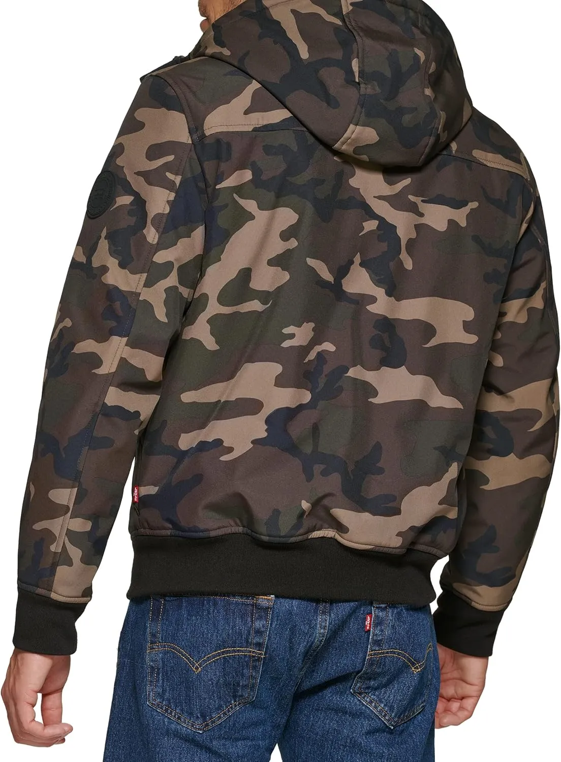 Levi's Men's Soft Shell Sherpa Lined Hooded Bomber Jacket