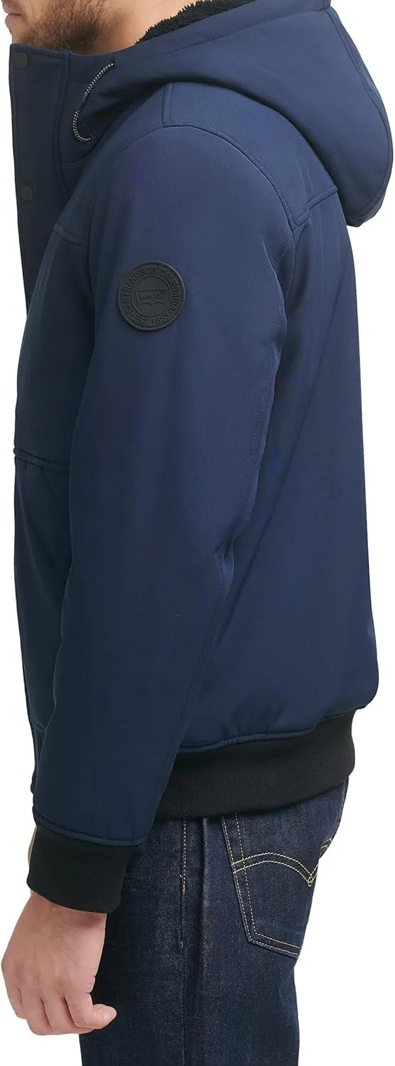 Levi's Men's Soft Shell Sherpa Lined Hooded Bomber Jacket