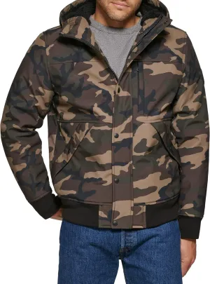 Levi's Men's Soft Shell Sherpa Lined Hooded Bomber Jacket