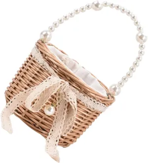 LIFKOME Straw Handbag Rattan Clutch Bucket Tote Drawstring Bag Versatile Shoulder Bag for Women Occasion-ready