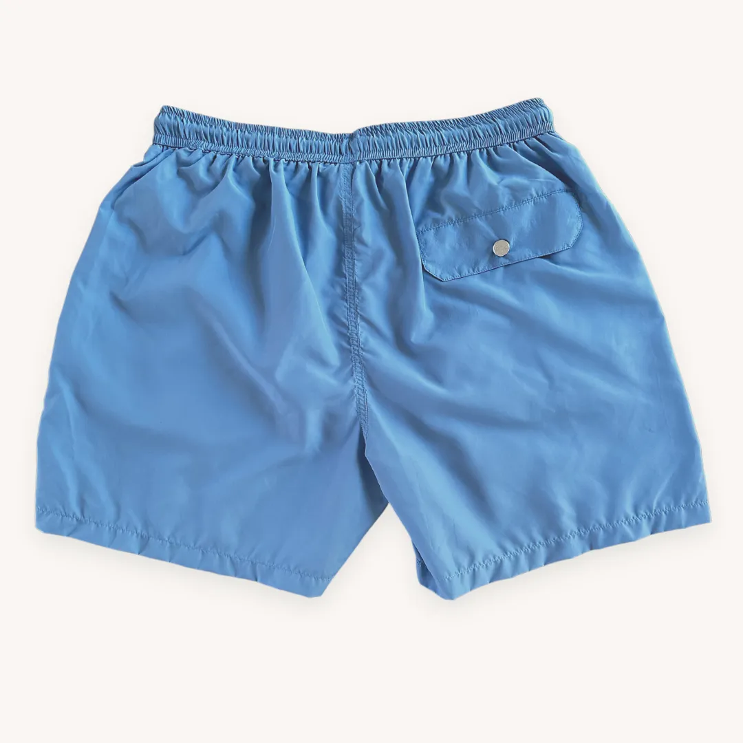Light Blue Solid Swim Shorts