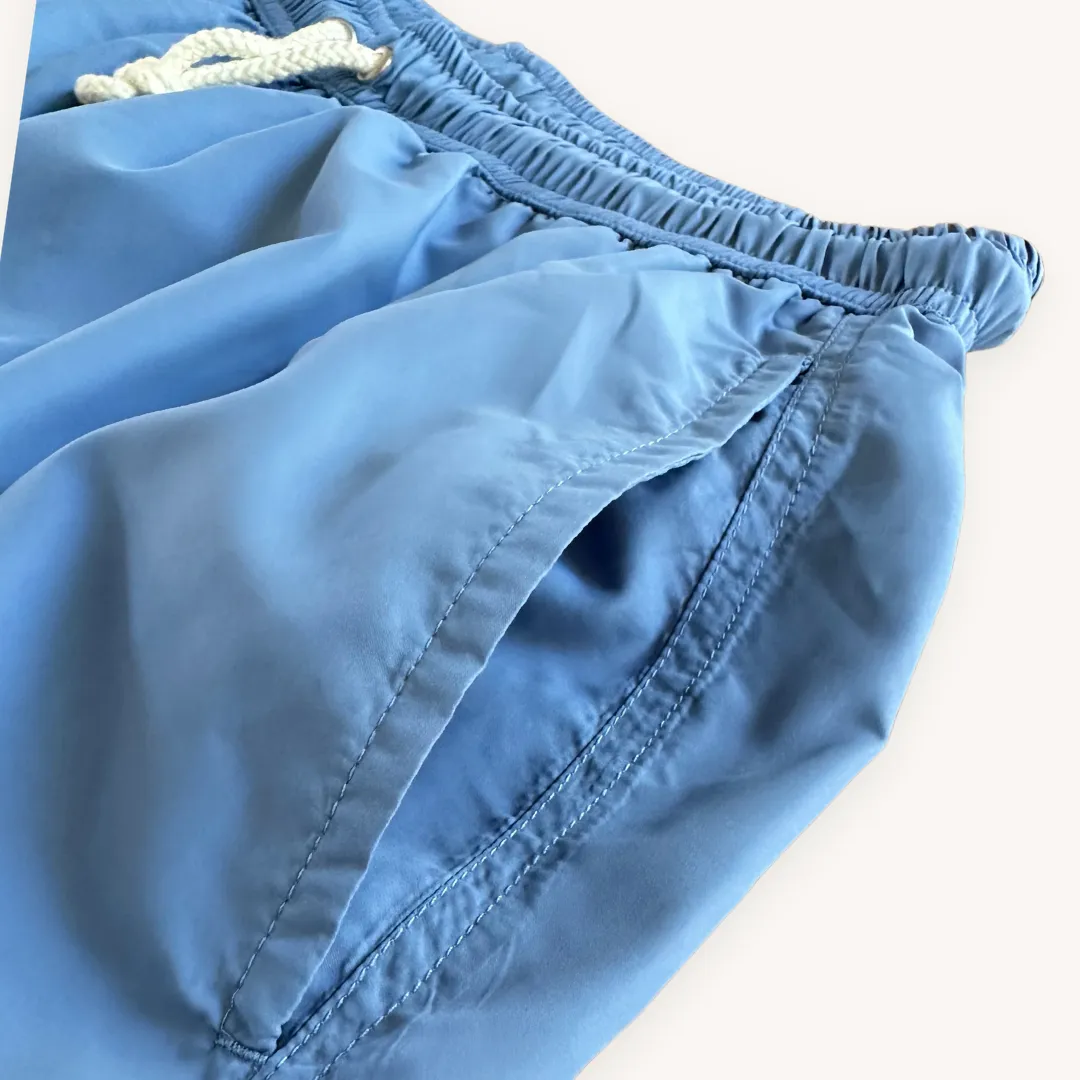 Light Blue Solid Swim Shorts