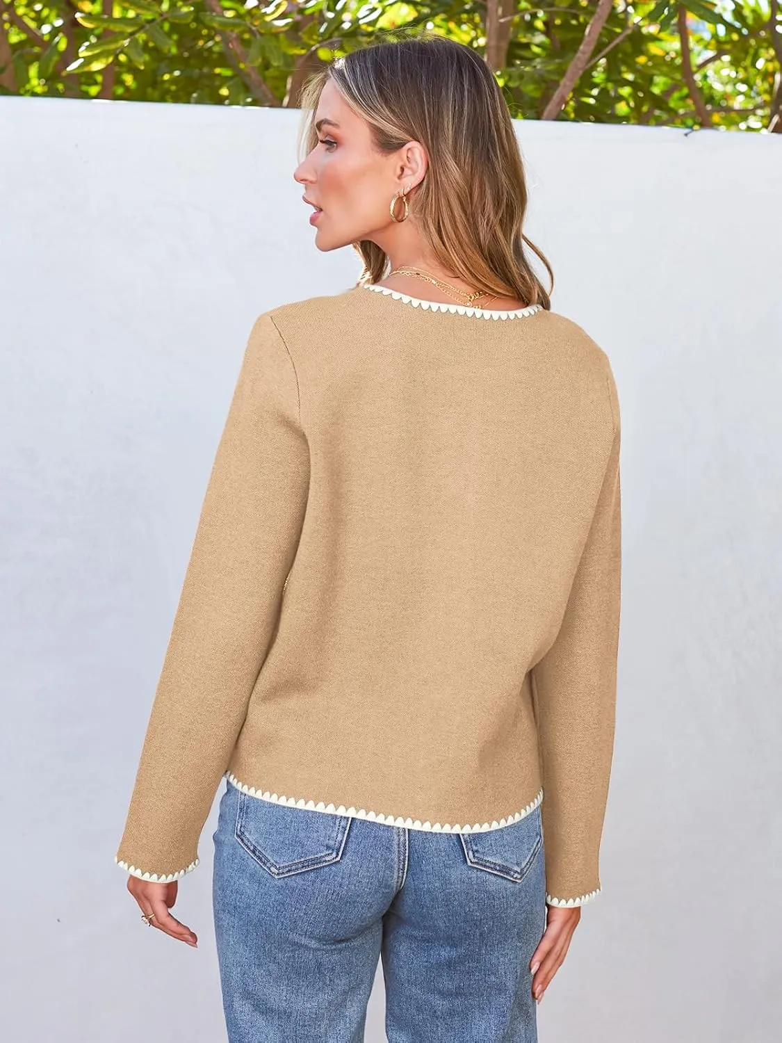 LILLUSORY Womens Long Sleeve Open Front Cardigan Sweater Lightweight Coat Button Down Jacket