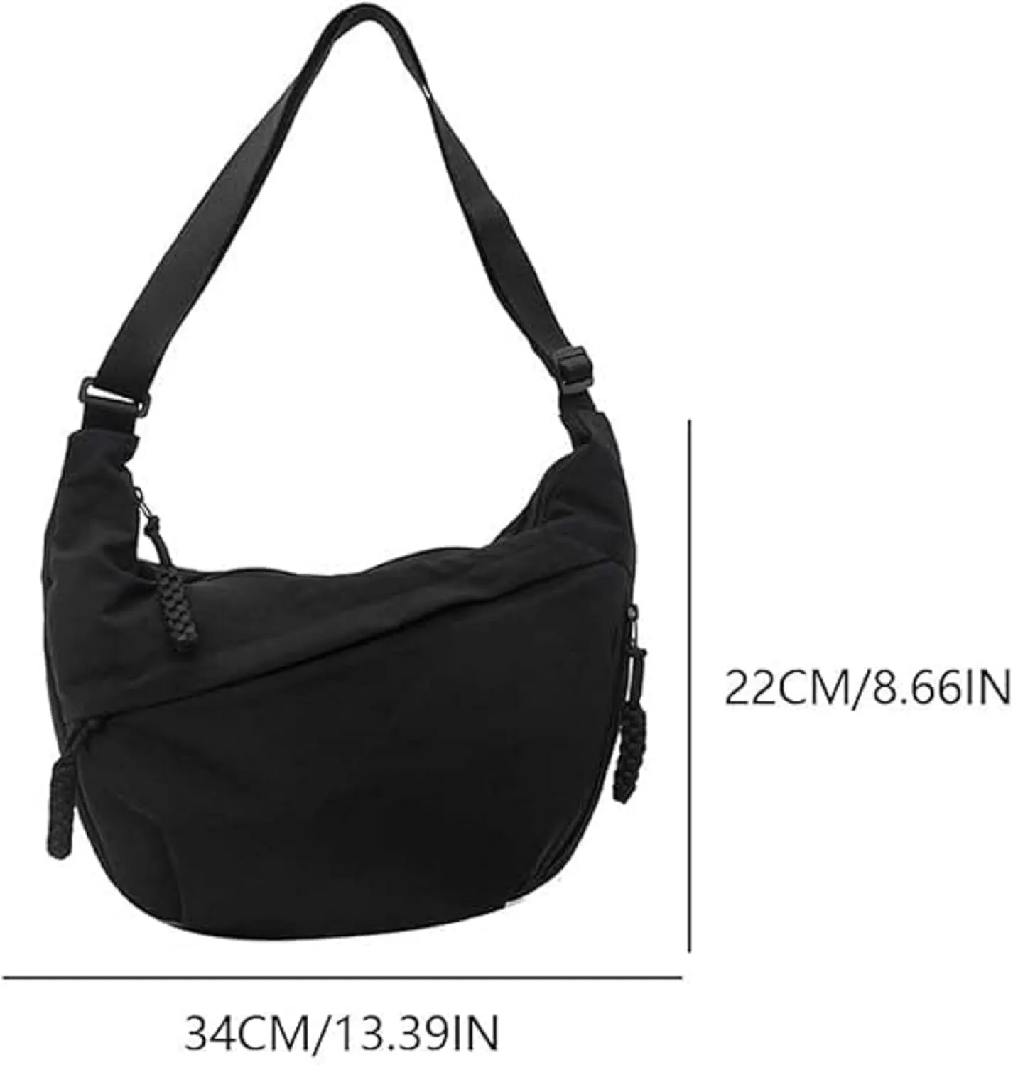 Limorence Women's Fashion Plain Color Nylon Crossbody Hobo Bag, nylon crescent bag, large crossbody bags for women
