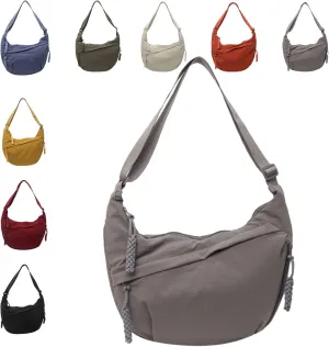 Limorence Women's Fashion Plain Color Nylon Crossbody Hobo Bag, nylon crescent bag, large crossbody bags for women