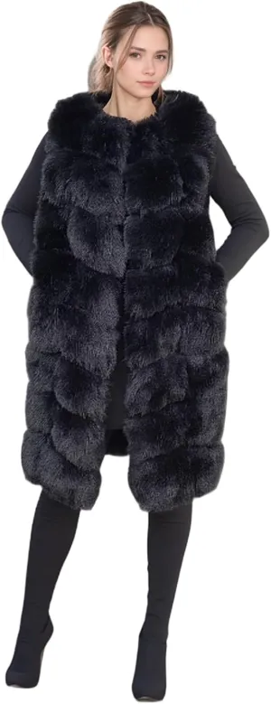 Lisa Colly Winter Waistcoat Women's Faux Fur Vest Sleeveless Jacket Coat Outerwear