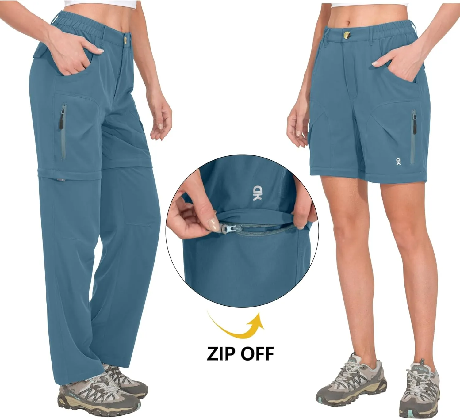 Little Donkey Andy Women's Hiking Zip Off Pants Quick Dry Convertible Shorts UPF 50  Lightweight Outdoor Fishing Safari Pants