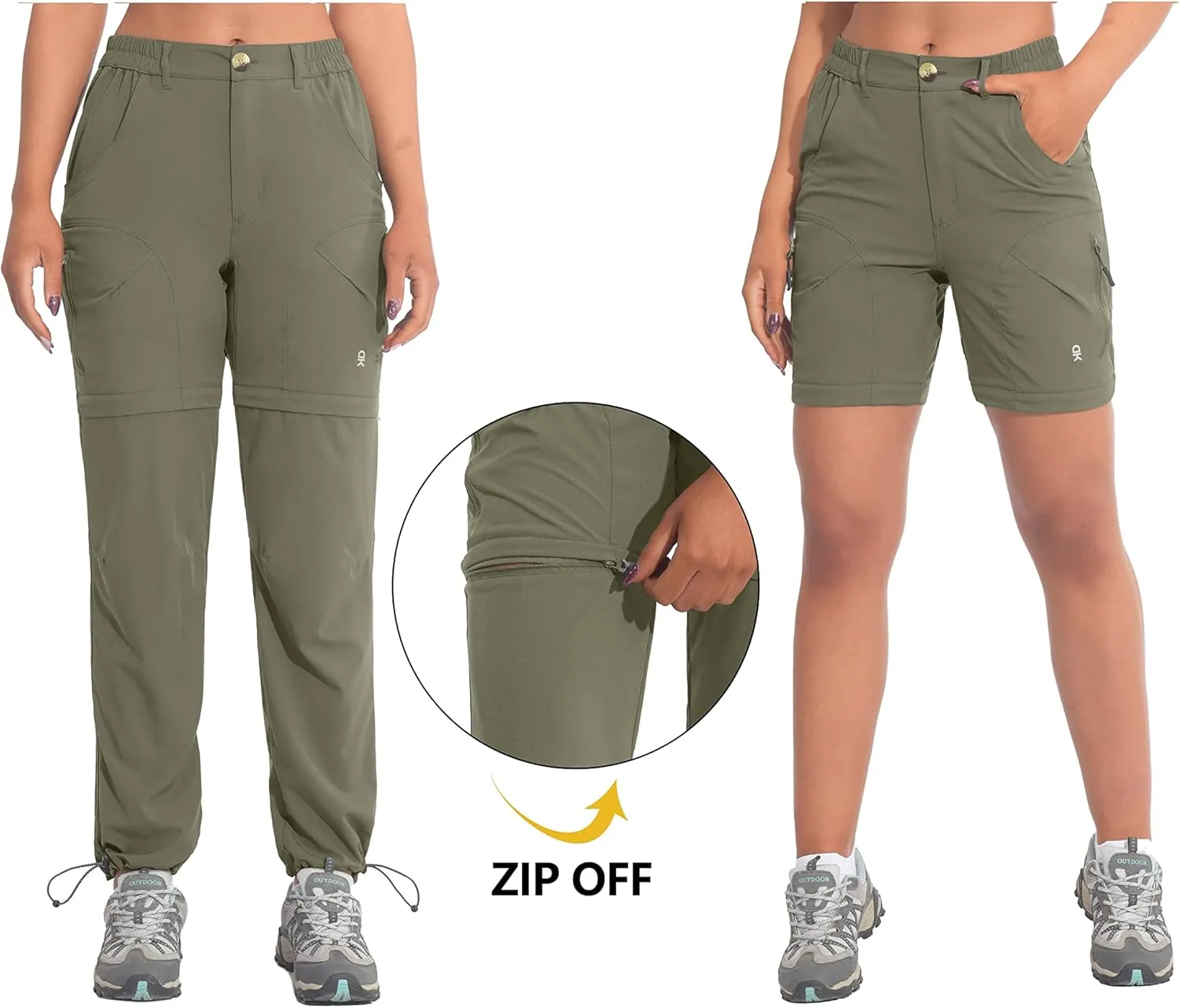 Little Donkey Andy Women's Hiking Zip Off Pants Quick Dry Convertible Shorts UPF 50  Lightweight Outdoor Fishing Safari Pants
