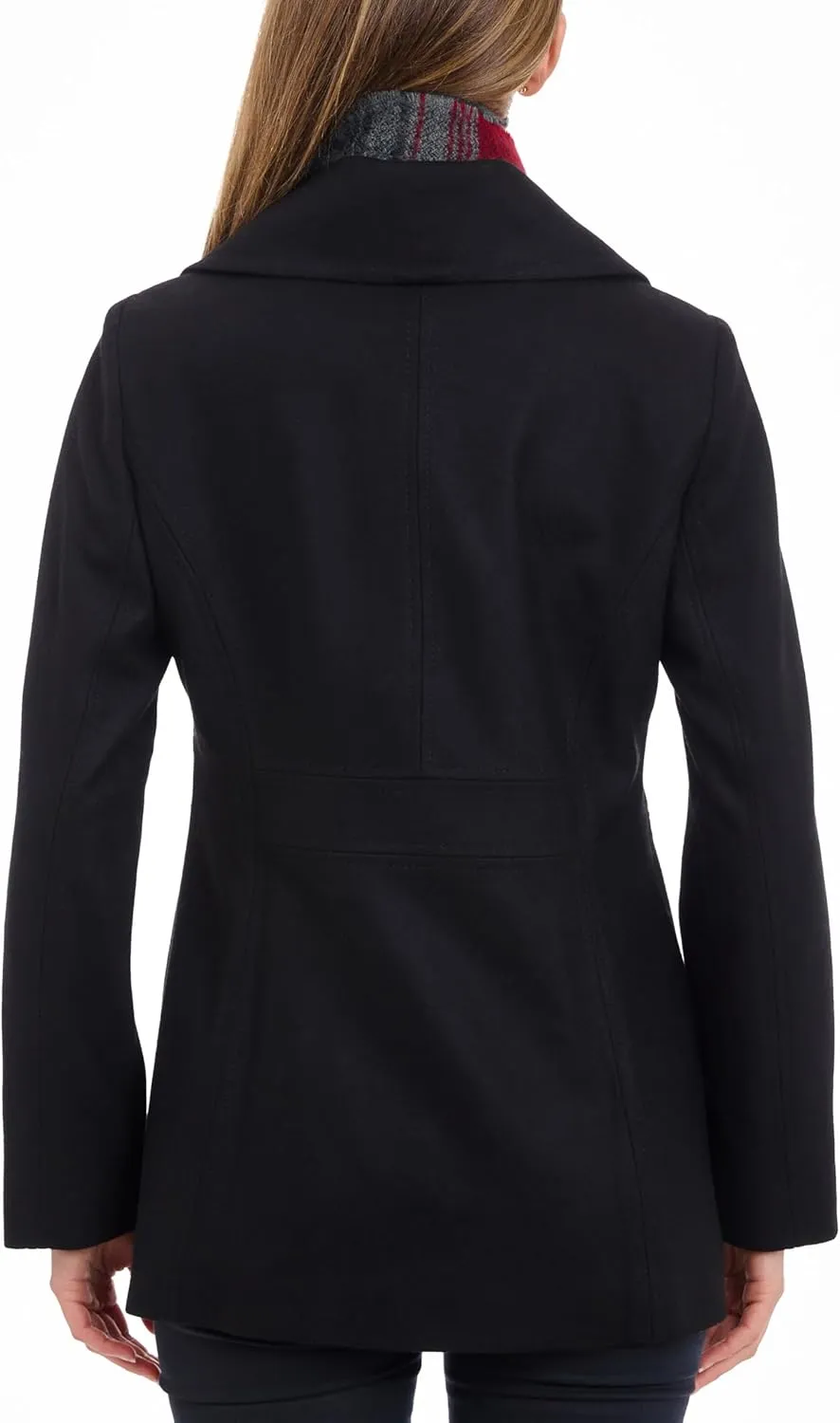 LONDON FOG Women's Double Breasted Peacoat with Scarf
