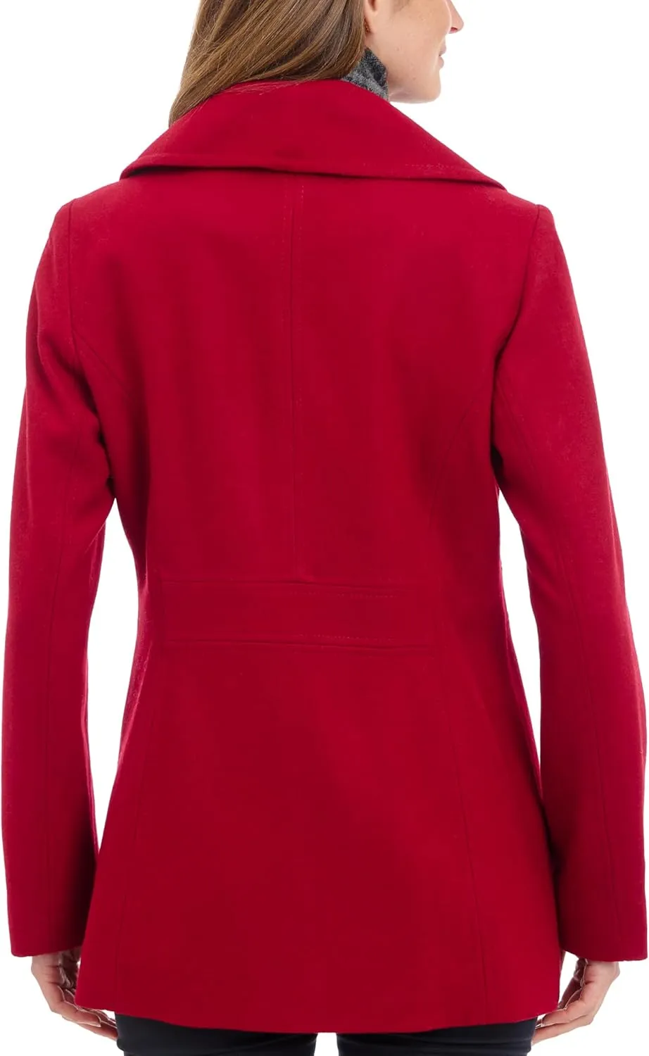 LONDON FOG Women's Double Breasted Peacoat with Scarf