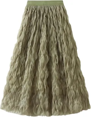 Long Tulle Skirt High Waist Loose A Line for Women Boho Summer Flare/Irregular Flowy Elegant for Parties Everyday Wear