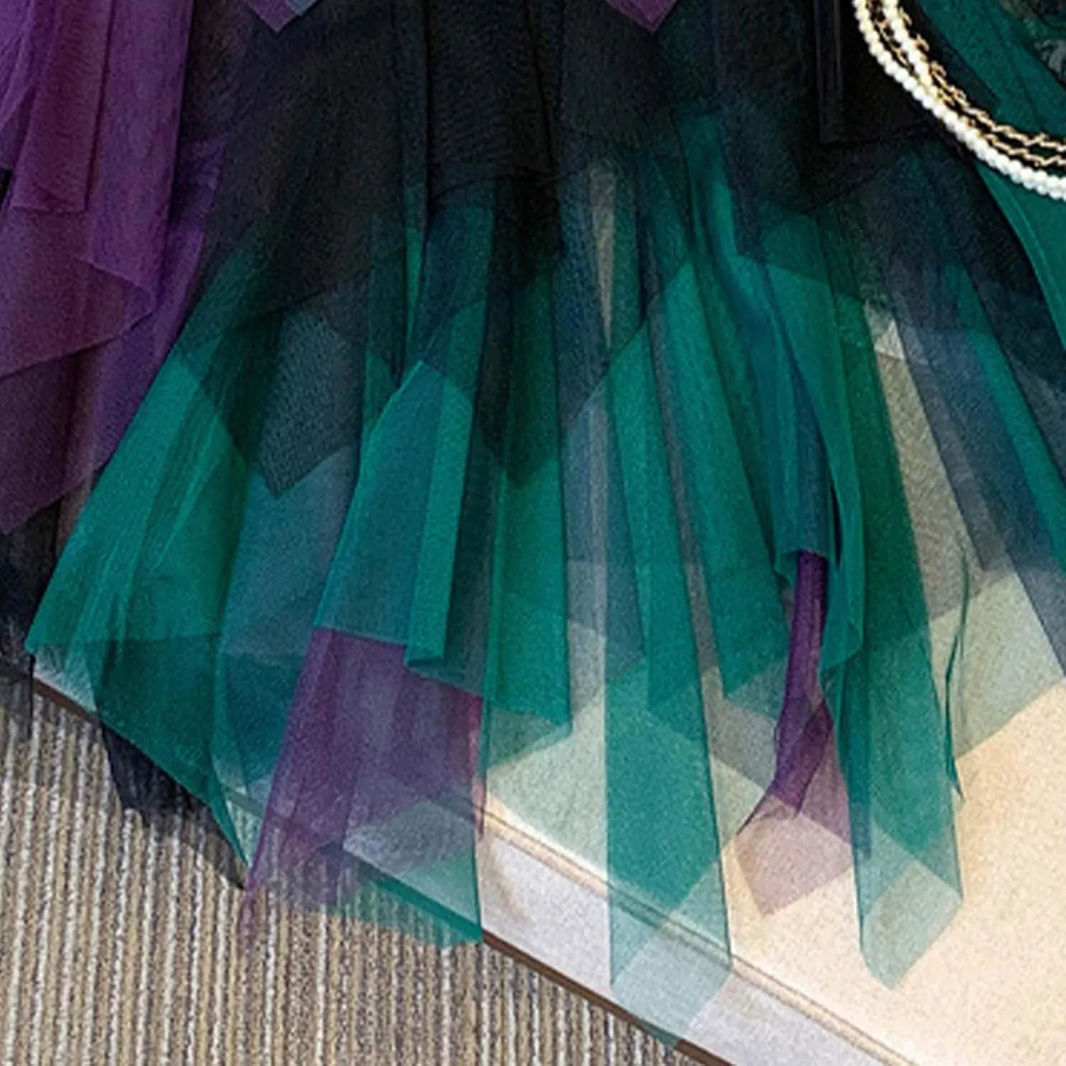 Long Tulle Skirt High Waist Loose A Line for Women Boho Summer Flare/Irregular Flowy Elegant for Parties Everyday Wear