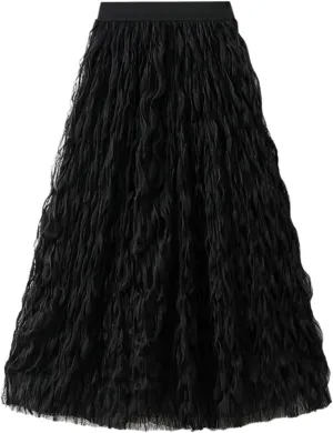Long Tulle Skirt High Waist Loose A Line for Women Boho Summer Flare/Irregular Flowy Elegant for Parties Everyday Wear