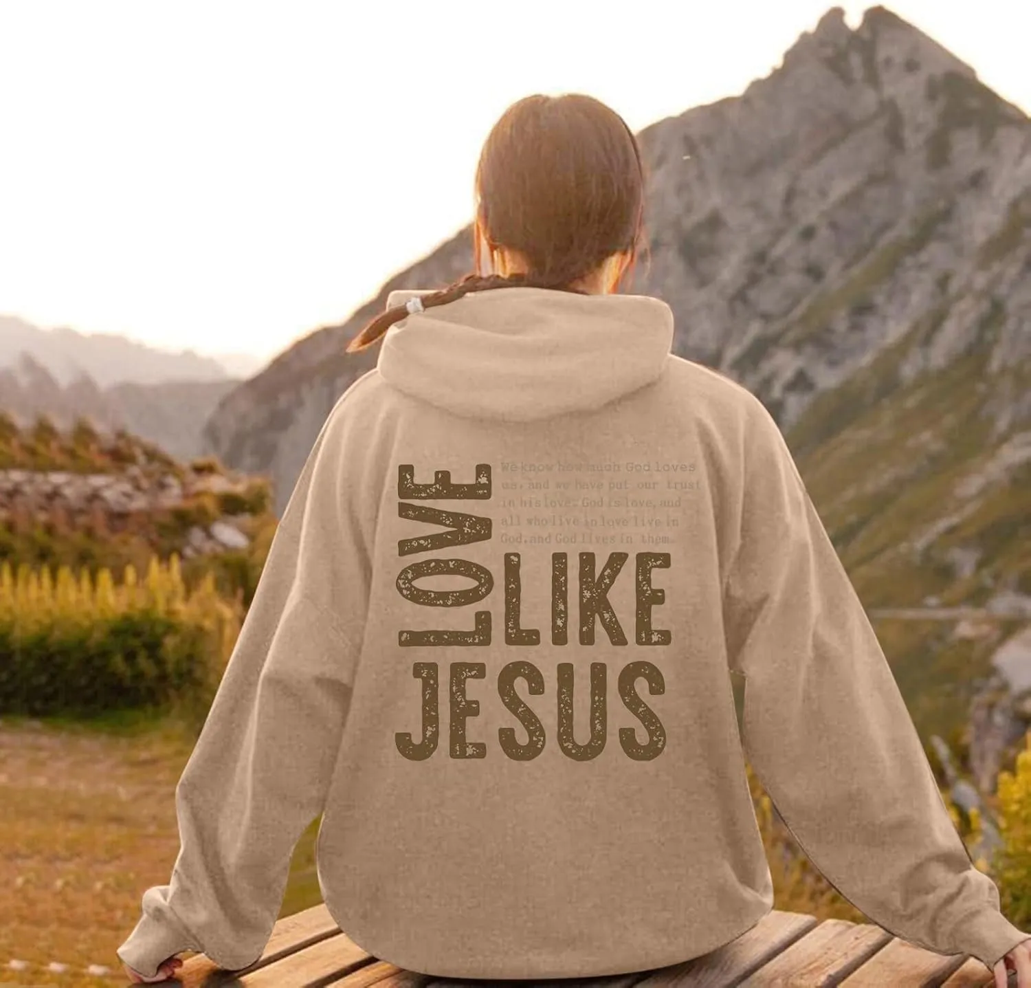 Love Like Jesus Long Sleeve Hoodies for Women 2024 Winter Fall Preppy Pullover Sweatshirts Y2K with Hood Oversized