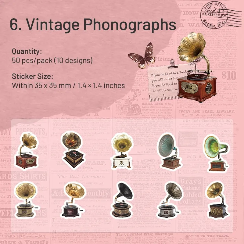 Love Old Objects Retro Items Stickers - Door,  Clocks, Trunks, Tea Ware