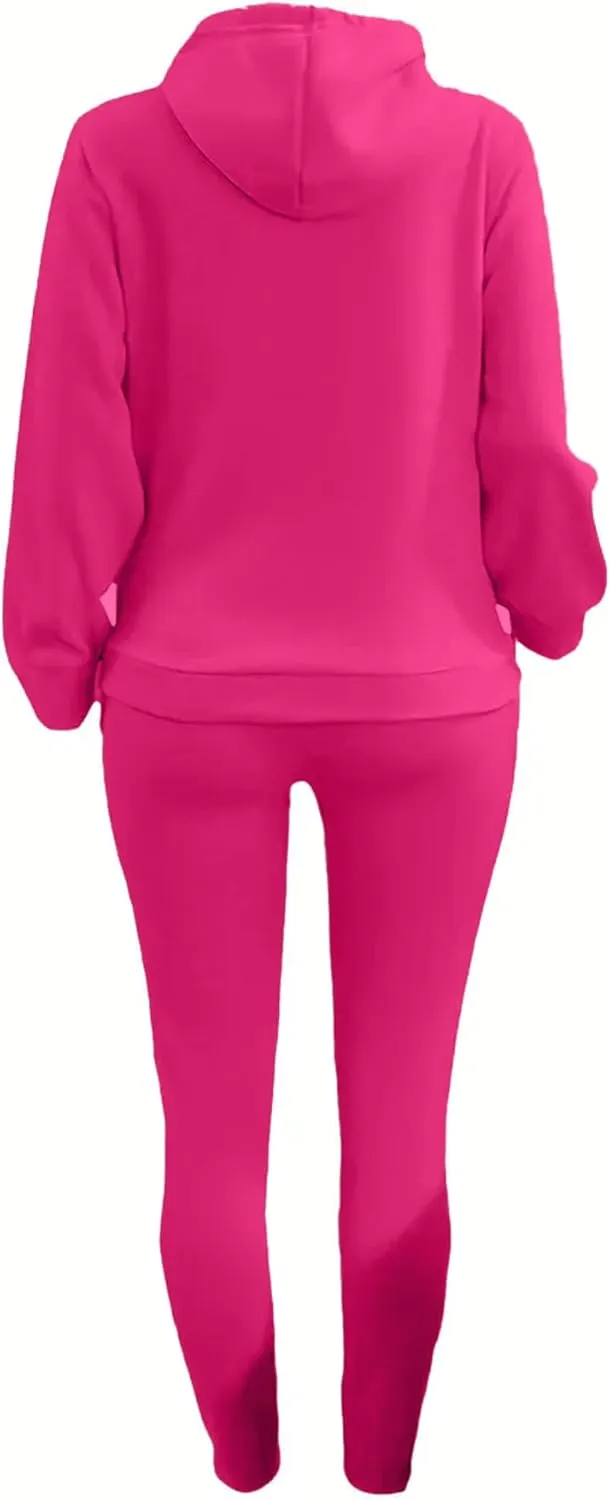 LovelyWholesale Womens 2 Piece Set Hoodie Sweatshirts and Jogger Sets