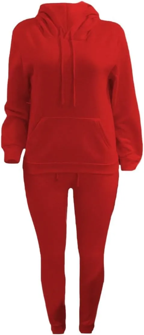 LovelyWholesale Womens 2 Piece Set Hoodie Sweatshirts and Jogger Sets