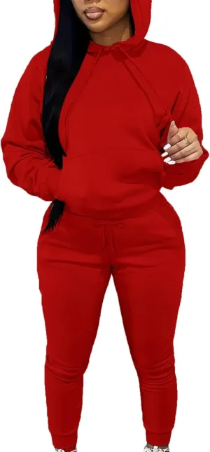 LovelyWholesale Womens 2 Piece Set Hoodie Sweatshirts and Jogger Sets