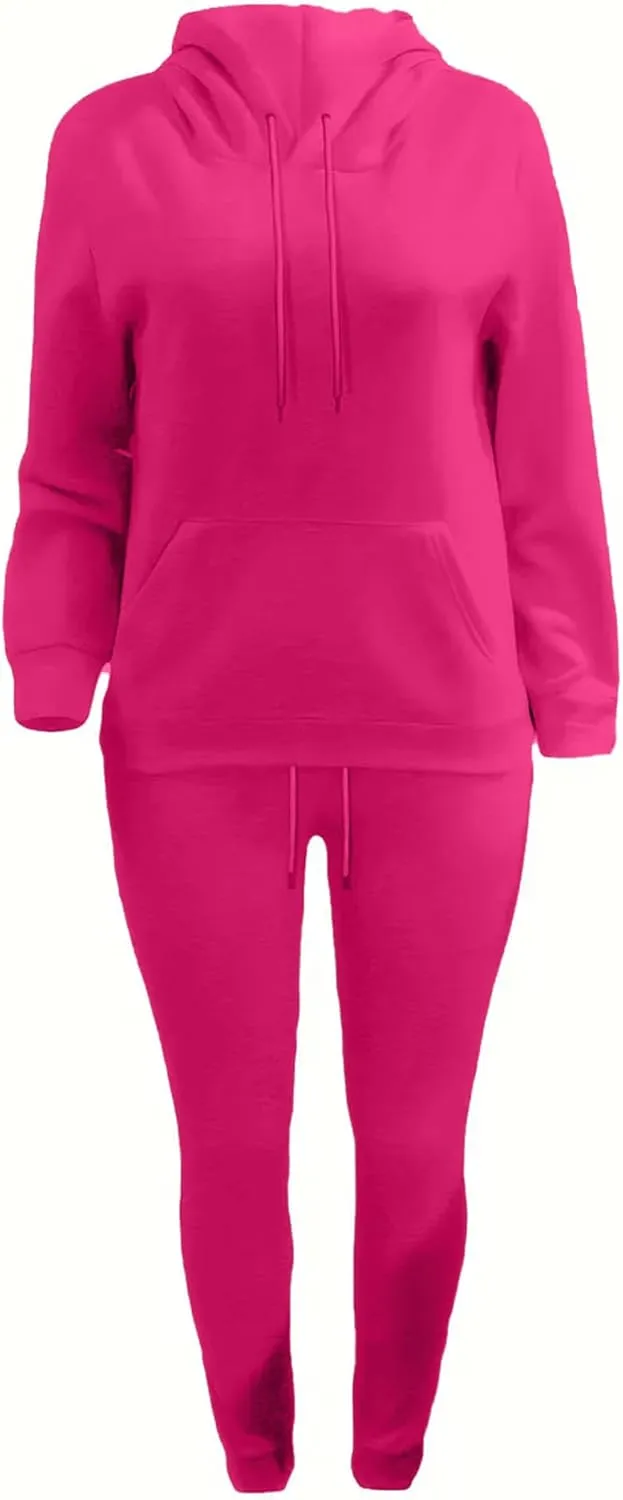 LovelyWholesale Womens 2 Piece Set Hoodie Sweatshirts and Jogger Sets