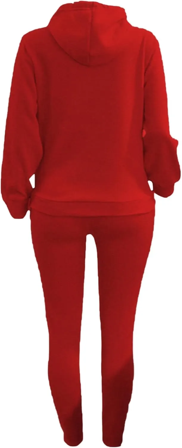 LovelyWholesale Womens 2 Piece Set Hoodie Sweatshirts and Jogger Sets