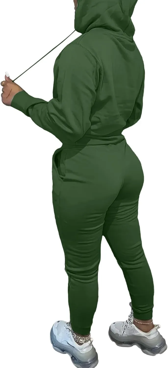 LovelyWholesale Womens 2 Piece Set Hoodie Sweatshirts and Jogger Sets