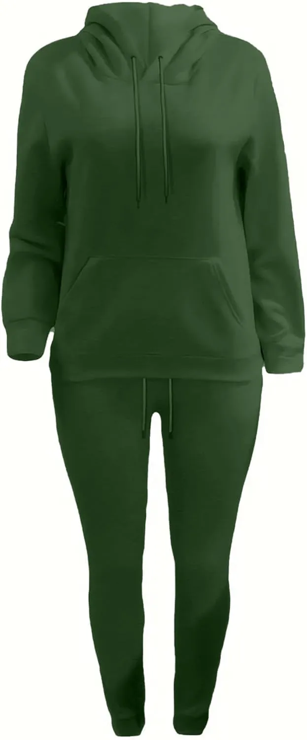 LovelyWholesale Womens 2 Piece Set Hoodie Sweatshirts and Jogger Sets