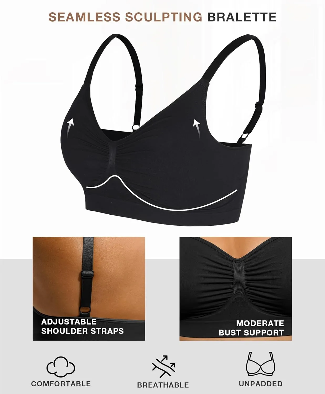 Lover-Beauty Bralettes for Women - Wireless Seamless Bra Stretch Comfort No Underwire Unlined Everyday Bras