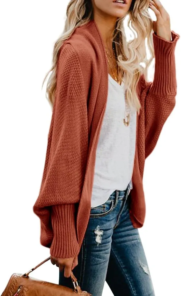 Mafulus Women's Cardigan Sweaters Oversized Chunky Knit Kimono Slouchy Wrap Batwing Open Front Outwear Coat