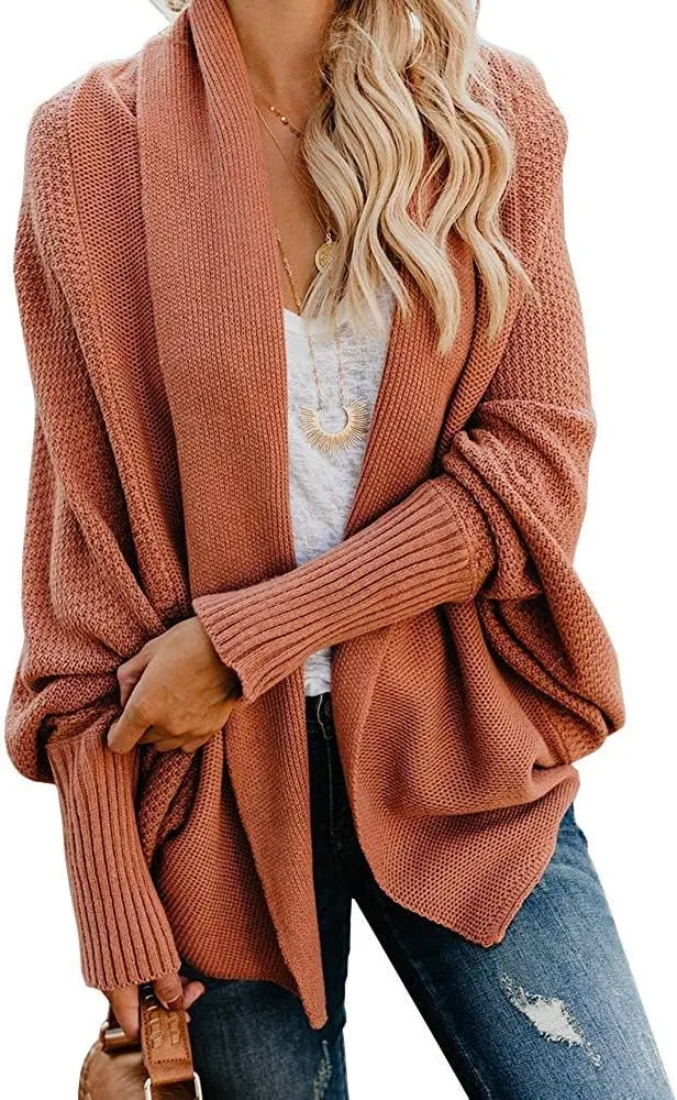 Mafulus Women's Cardigan Sweaters Oversized Chunky Knit Kimono Slouchy Wrap Batwing Open Front Outwear Coat