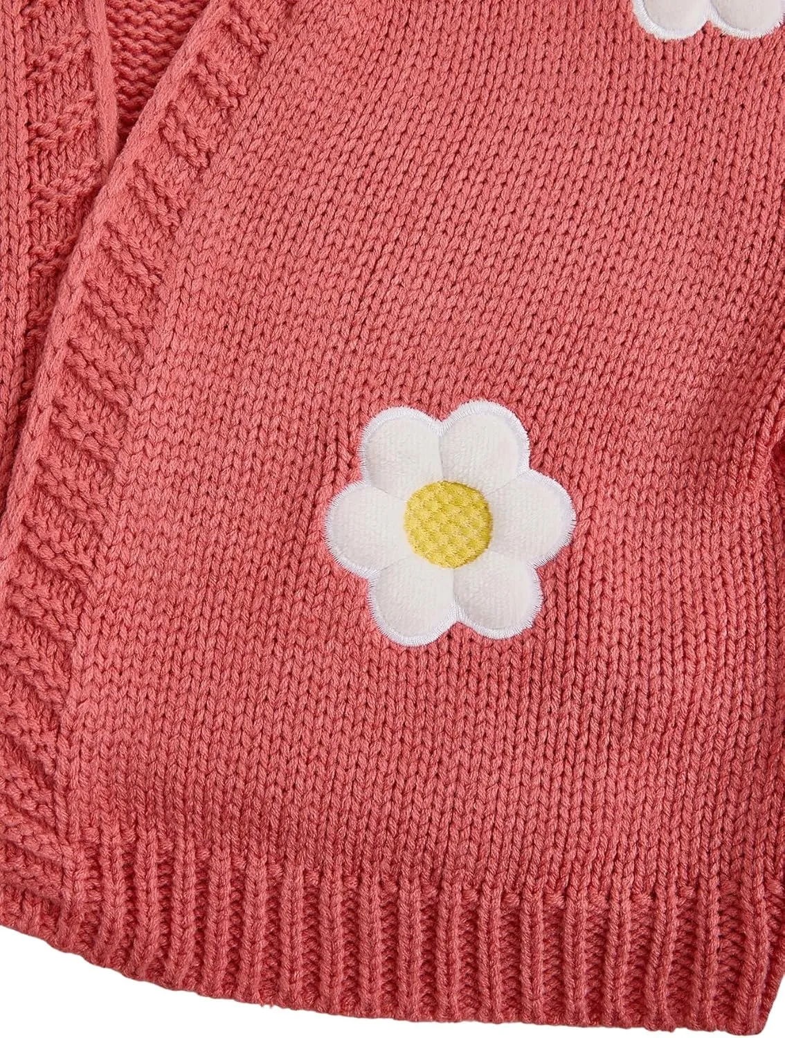 MakeMeChic Women's 3D Floral Open Front Cropped Cute Cardigan Sweater Lantern Sleeve Outerwear