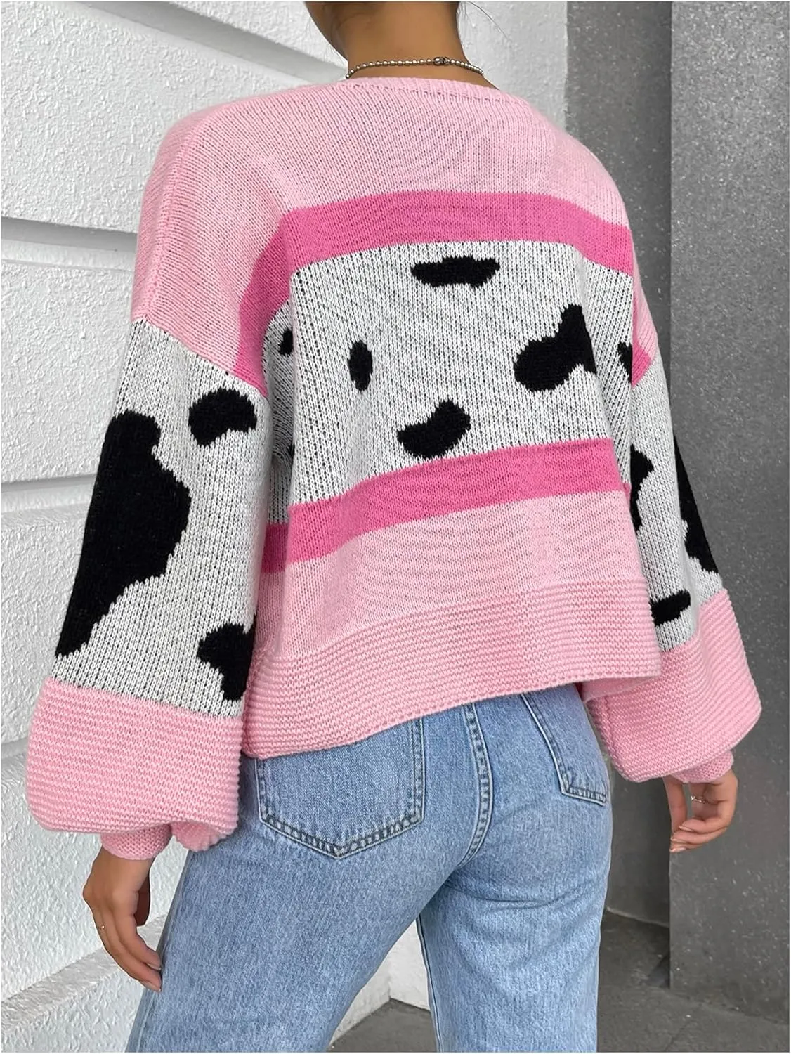 MakeMeChic Women's 3D Floral Open Front Cropped Cute Cardigan Sweater Lantern Sleeve Outerwear