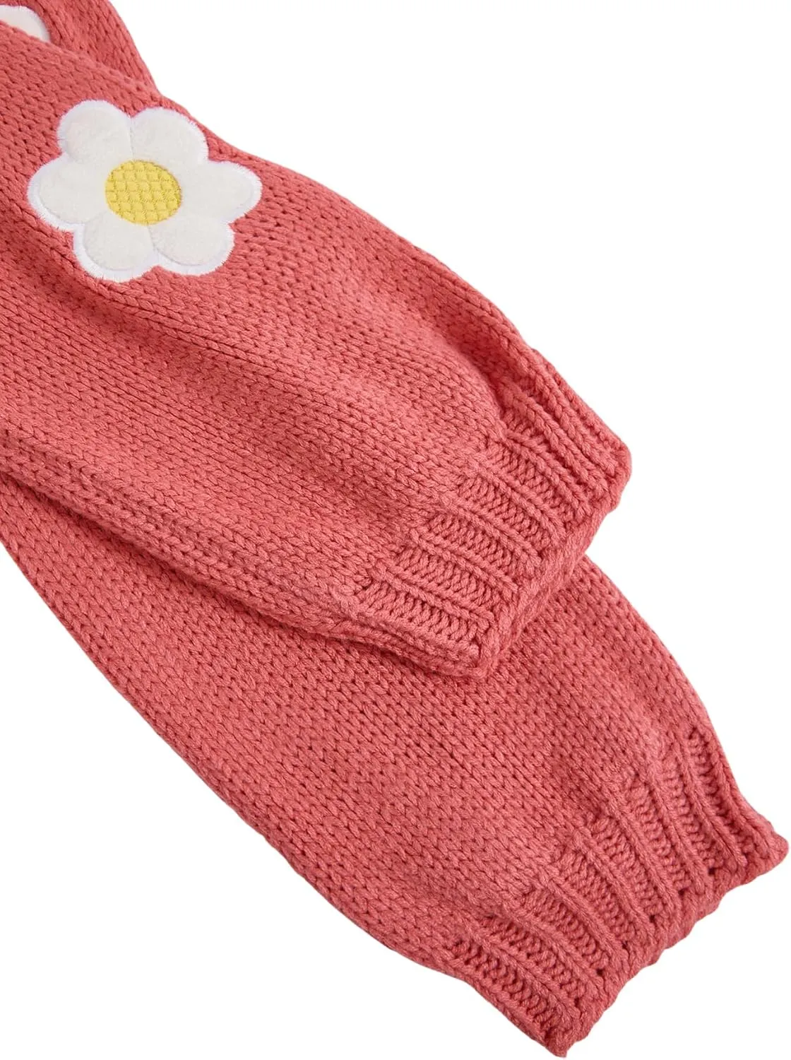 MakeMeChic Women's 3D Floral Open Front Cropped Cute Cardigan Sweater Lantern Sleeve Outerwear